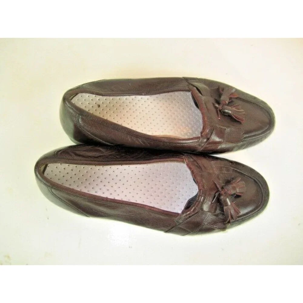 Mens Bostonian Brown  Leather Tassle Kilt Loafers sz 8M